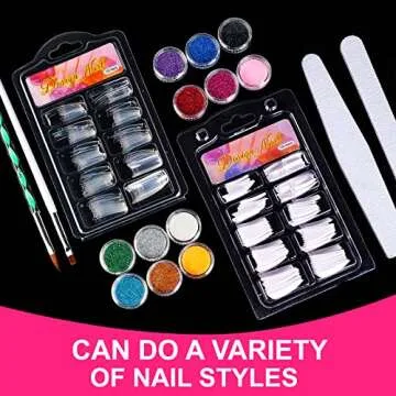 Nail Kit Set Professional Acrylic with Everything, 12 Glitter Acrylic Powder Kit Nail Art Tips Nail Art Decoration, DIY Nail Art Tool Nail Supplies Acrylic Nail Kit for Beginners (Beginners)