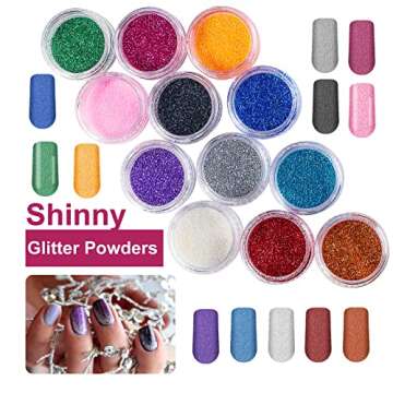 Nail Kit Set Professional Acrylic with Everything, 12 Glitter Acrylic Powder Kit Nail Art Tips Nail Art Decoration, DIY Nail Art Tool Nail Supplies Acrylic Nail Kit for Beginners (Beginners)
