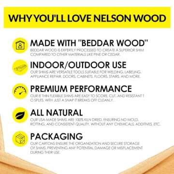 Nelson Wood Shims Contractor Grade Carton 56 Count - 8 Inch Beddar Wood Shims