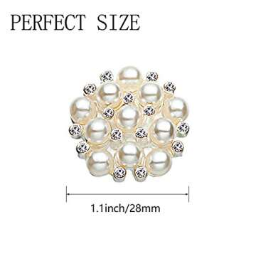 Hicarer Flatback Pearl Rhinestone Flower Button Round Crystal DIY Embellishments for Jewelry Craft Making Wedding Party Home Decoration, 30 Pieces