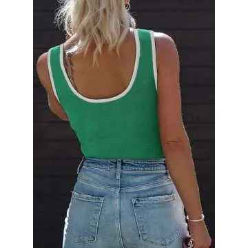 Dokotoo Scoop Neck Sleeveless Tops for Women 2025 Casual Summer Lightweight Slim Fit Color Block Ribbed Tank Top Basic Cute Knit Cami Shirts Womens St Patricks Day Shirt Green X-Large