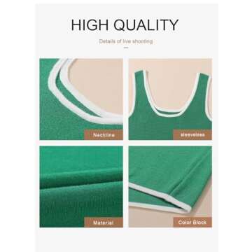 Dokotoo Scoop Neck Sleeveless Tops for Women 2025 Casual Summer Lightweight Slim Fit Color Block Ribbed Tank Top Basic Cute Knit Cami Shirts Womens St Patricks Day Shirt Green X-Large