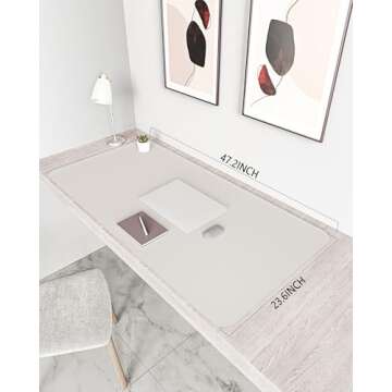 Non-Slip Leather Desk Mat, Desk Mouse Pad, Waterproof PVC Leather Desk Table Protector, Large Desk Blotter, Laptop Desk Writing Mat for Office/Work/Home/Decor(Apricot Gray, 47.2" x 23.6")-No Band