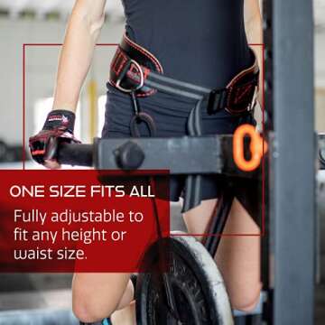 Dark Iron Fitness Dip Belt – Padded Leather Weight Lifting Belts w/ 40 Inch Strap for Squats & Pul...