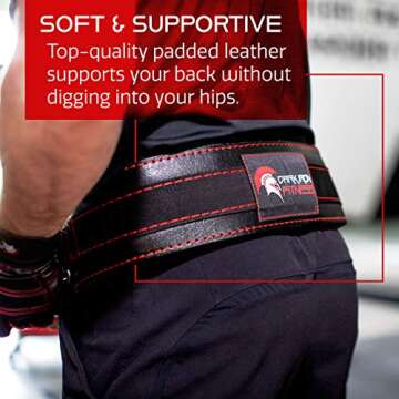 Dark Iron Fitness Dip Belt – Padded Leather Weight Lifting Belts w/ 40 Inch Strap for Squats & Pull Ups - Men & Women Weightlifting up to 270lbs