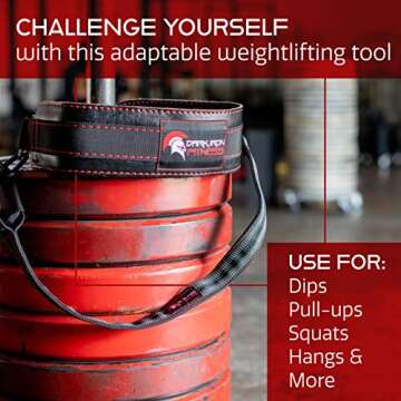 Dark Iron Fitness Dip Belt – Padded Leather Weight Lifting Belts w/ 40 Inch Strap for Squats & Pull Ups - Men & Women Weightlifting up to 270lbs