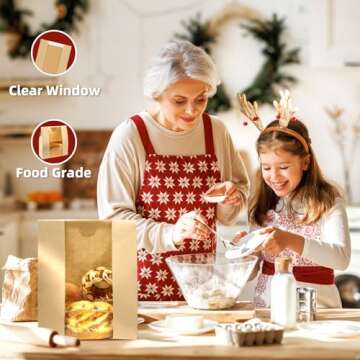 Paper Bread Bags For Homemade Bread, Sourdough Bread Paper Bags Bakery Bags with Window for Food Packaging Storage(13.7''x8.2''x3.5'')