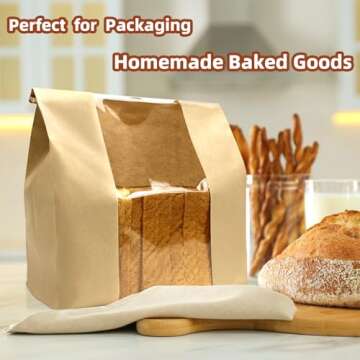 Paper Bread Bags For Homemade Bread, Sourdough Bread Paper Bags Bakery Bags with Window for Food Packaging Storage(13.7''x8.2''x3.5'')