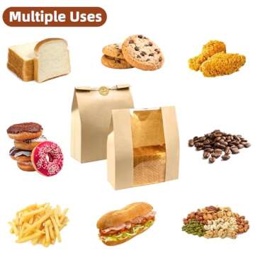 Paper Bread Bags For Homemade Bread, Sourdough Bread Paper Bags Bakery Bags with Window for Food Packaging Storage(13.7''x8.2''x3.5'')