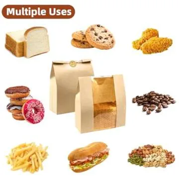 Paper Bread Bags For Homemade Bread, Sourdough Bread Paper Bags Bakery Bags with Window for Food Packaging Storage(13.7''x8.2''x3.5'')
