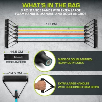 ProsourceFit Tube Resistance Bands Set for Full-Body Workouts