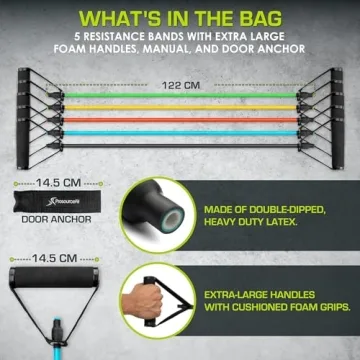 ProsourceFit Tube Resistance Bands Set for Full-Body Workouts