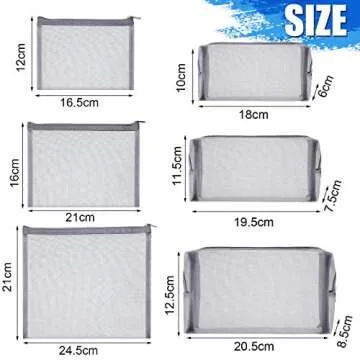 6 Pieces Mesh Makeup Bags Mesh Cosmetic Bag Portable Travel Organizing Zipper Pouch Toiletries Makeu...