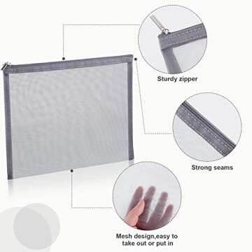 6 Pieces Mesh Makeup Bags Mesh Cosmetic Bag Portable Travel Organizing Zipper Pouch Toiletries Makeup Pouches for Home Office Travel Accessories (Gray)