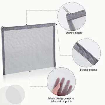 6 Pieces Mesh Makeup Bags Mesh Cosmetic Bag Portable Travel Organizing Zipper Pouch Toiletries Makeup Pouches for Home Office Travel Accessories (Gray)