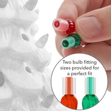 Casafield Hand Painted Ceramic Christmas Tree, Pink 15-Inch Pre-Lit Tree with 128 Multi Color Lights and 2 Star Toppers