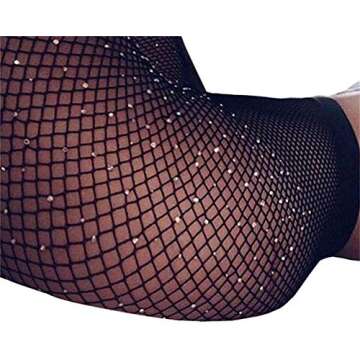 Betteraim Women's Rhinestone Fishnet Tights Sparkle Fishnet Stockings Carnival Glitter Tights (as1, ...