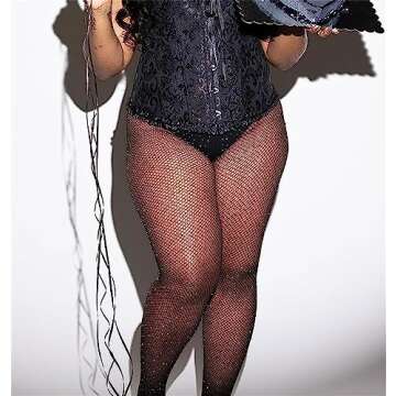 Betteraim Women's Rhinestone Fishnet Tights Sparkle Fishnet Stockings Carnival Glitter Tights (as1, alpha, x_s, m, regular, regular, Black)