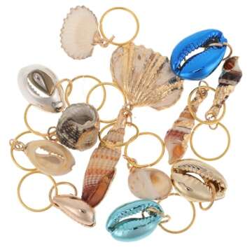 EXCEART Dreadlock Accessories 13pcs Hair Braid Rings Shell Headpiece Hair Clips Pendant Ocean Conch ...