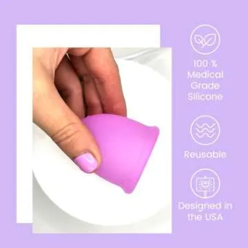 CareCup Menstrual Cup Kit - Tampon, Pad, and Disc Alternative Product - Wear for 12 Hours - Reusable Period Cup/Copa Designed with Soft Flexible Medical-Grade Silicone (Small & Large)