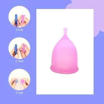 CareCup Menstrual Cup Kit - Tampon, Pad, and Disc Alternative Product - Wear for 12 Hours - Reusable Period Cup/Copa Designed with Soft Flexible Medical-Grade Silicone (Small & Large)