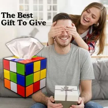 Magic Cube Tissue Box Cover | Retro Home Decor | Funky Furniture | Magnetic Bottom Lid | Fun House 80's Home Decor | Funny Tissue Box Cover