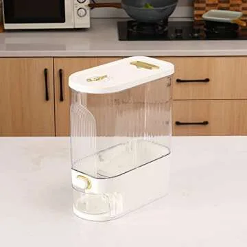 Sooyee Clear Rice Dispenser 22-Pound Capacity Kitchen Storage