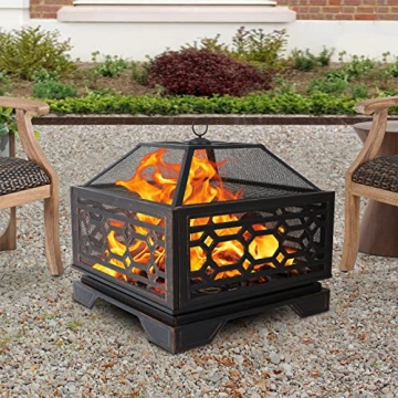Hykolity 26 Inch Outdoor Fire Pit for Cozy Gatherings