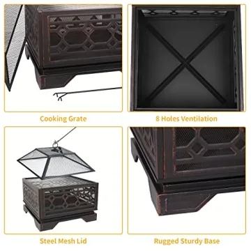 Hykolity 26 Inch Outdoor Fire Pit for Cozy Gatherings