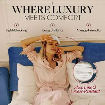 Beckham Hotel Collection Silk Sleep Mask - Pack of 2, 100% Mulberry Silk Sleeping Mask for Women and Men with Adjustable Strap - Blackout Eye Mask for Sleeping & Travel - White/Ivory