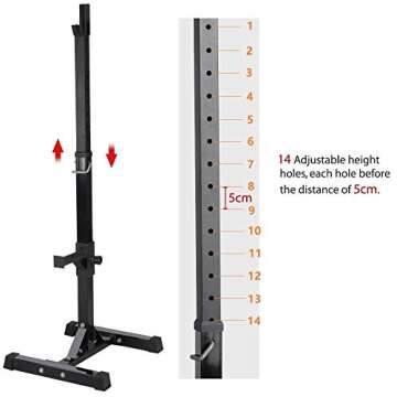 Yaheetech Pair of Adjustable Squat Rack Standard 44-70 Inch Barbell Rack Solid Steel Squat Stands Bench Press Rack Home Gym Portable Dumbbell Racks Stands
