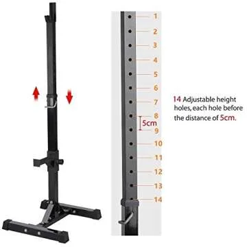 Yaheetech Pair of Adjustable Squat Rack Standard 44-70 Inch Barbell Rack Solid Steel Squat Stands Bench Press Rack Home Gym Portable Dumbbell Racks Stands
