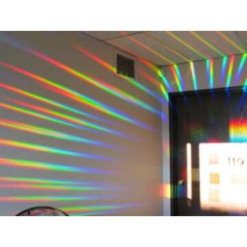 Rainbow Symphony- Rainbow Window Suncatcher, Axicon Prism Pattern, with Bonus Rainbow on Board Sun Catcher, Made in USA