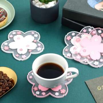 Sakura PVC Cherry Blossom Coasters - Stylish and Functional