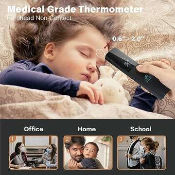 Amplim No-Touch Forehead Thermometer for Adults and Kids, Non-Contact Digital Baby Thermometer for Infants/Newborns. Medical Grade Touchless Temporal Thermometer for Fever, FSA HSA Eligible