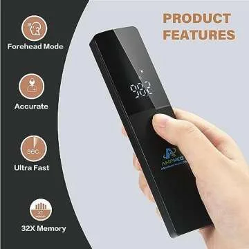 Amplim No-Touch Forehead Thermometer for Adults and Kids, Non-Contact Digital Baby Thermometer for Infants/Newborns. Medical Grade Touchless Temporal Thermometer for Fever, FSA HSA Eligible