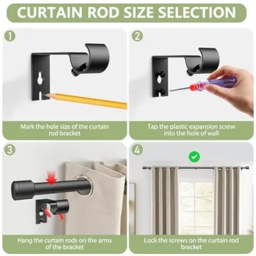 Adjustable Black Curtain Rods 30-90 Inch for Any Window