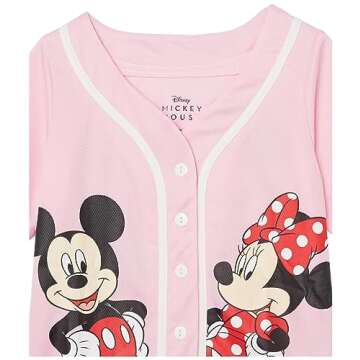 Disney Girls Mickey & Minnie Mouse Jersey - Classic Baseball Style
