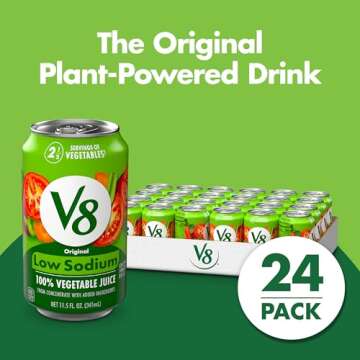 V8 Low Sodium Original 100% Vegetable Juice, 11.5 fl oz Can (24 Pack)