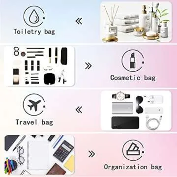 Preppy Chenille Letter Makeup Bag,Nylon Zipper Waterproof Preppy Stuff Bag,Cosmetic Travel Organizer Bag for Women Teen Girl（Pink,Blue,White,Black）4 Pcs