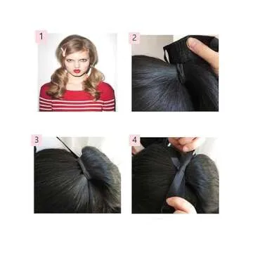 LesafeV 2pcs Ponytail Wig Tie up-Long Straight Hair Extension Cosplay Twin-tail Cute Pony Tail Pig Tails Hairstyle 18" Off Black