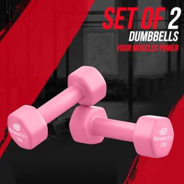 Fitness Alley Neoprene Coated Dumbbells Set of 2 - 2LB Hex Shape Weights