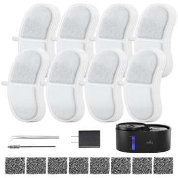 iPettie Waterfall Dog Water Fountain, Hygienic 5-Stage Filtered Water, 2 Heights to Drink from, Water Shortage Alert, Night Light with ON/Off Switch, Cat Water Fountain 203 OZ (1.6 GAL) 6 L