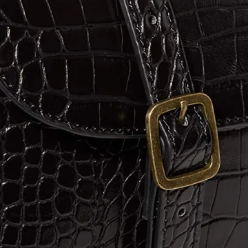 The Drop Diana Croc Embossed Crossbody Bag Black Luxury