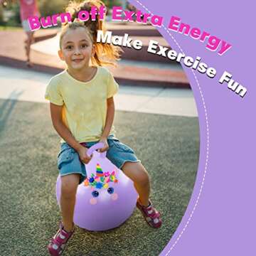 EVERICH TOY Hopper Ball, Unicorn Hopping Toys for Kids, 18 Inch Bouncy Ball with Handle, Purple Inflatable Bouncing Hoppity Hop Toys for Boys and Girls Gifts