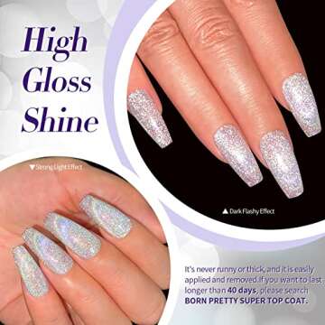 BORN PRETTY Rainbow Reflective Cat Magnetic Eye Gel Polish Omnipotent Silver Holographic 9D Cat Magnetic Gel Nail Polish Sparkle Gel Polish with Magnetic Stick Nail Art Varnish 10ML