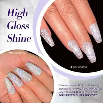 BORN PRETTY Rainbow Reflective Cat Magnetic Eye Gel Polish Omnipotent Silver Holographic 9D Cat Magnetic Gel Nail Polish Sparkle Gel Polish with Magnetic Stick Nail Art Varnish 10ML