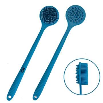 EOT Wellness Bendable Long Handled Silicone Body Brush & Hair Scrubber - Bath Shower Back Brush, Sha...