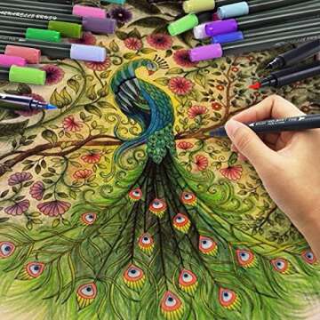 Dual Tip Brush Pens, Calligraphy Brush Markers, Blendable Brush and Fine Tip Marker,24 Colors Art&School Supplies for Hand Lettering, Adult Coloring Book,Journal, Planner