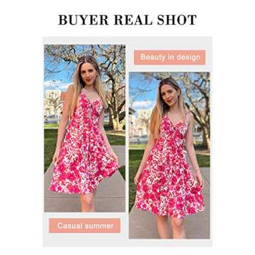 VOTEPRETTY Women's Summer Dresses Sundresses Beach Clothes Outfit Vacation 2025 V Party Graduation Homecoming Casual Tropical Prom Bride Shower Plus Size Resort Wear Hawaiian Spring Cruise Floral